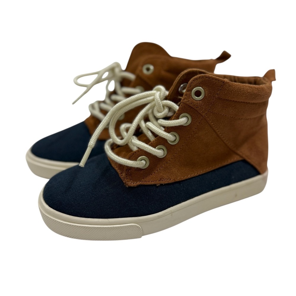 OLD NAVY Toddler‎ Boys Lace Up Sneaker Boots Navy Blue Brown High Top Sz 10